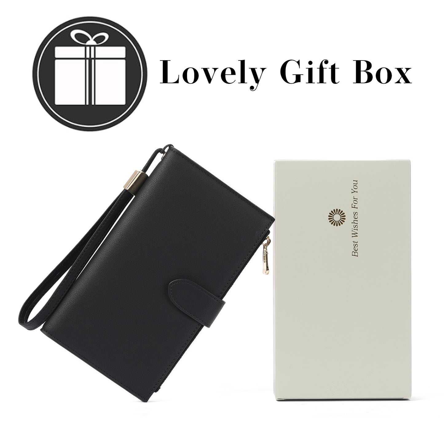 FALAN MULE Wallet Women Multi Card Slim Leather RFID Blocking Credit Card Holder Wallet Purse with Zipper Pocket