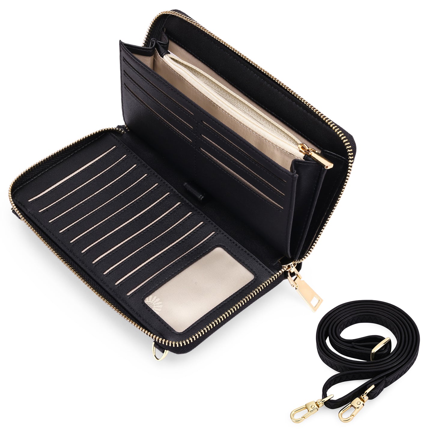 FALAN MULE Wallet for Women Phone Clutch RFID Blocking Vegan Leather Wristlet Purse Large Capacity Long Credit Card Holder with Grip Hand Strap