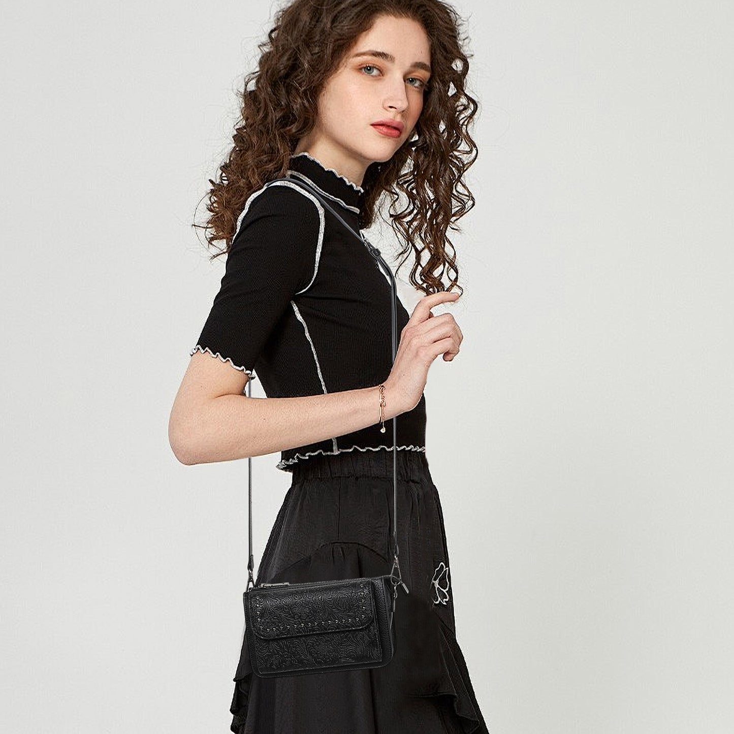 FALAN MULE Small Crossbody Bags for Women Vegan Leather Cell Phone Purse with Adjustable Strap