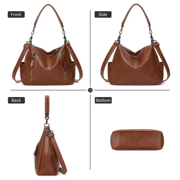 FALAN MULE Women Hobo Shoulder Bag Soft Leather Crossbody Purse with Multi Pockets Slouchy Handbag