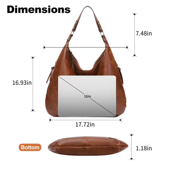 FALAN MULE Women’s Hobo Shoulder Bag Soft Leather Slouchy Handbag Large Capacity Everyday Purse