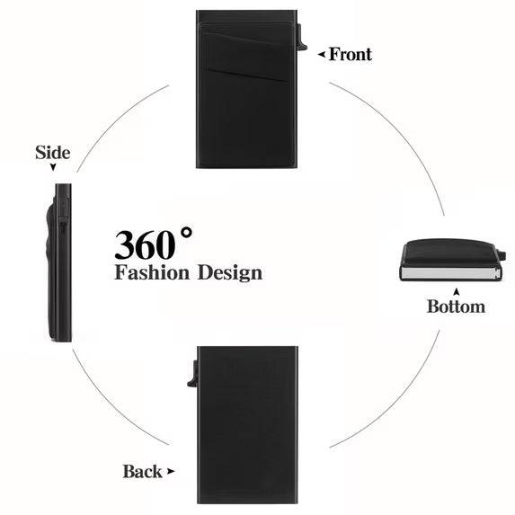 FALAN MULE Slim Smart Aluminum Card Holder Mens Wallet Minimalist Leather RFID Blocking Metal Pop Up Wallet