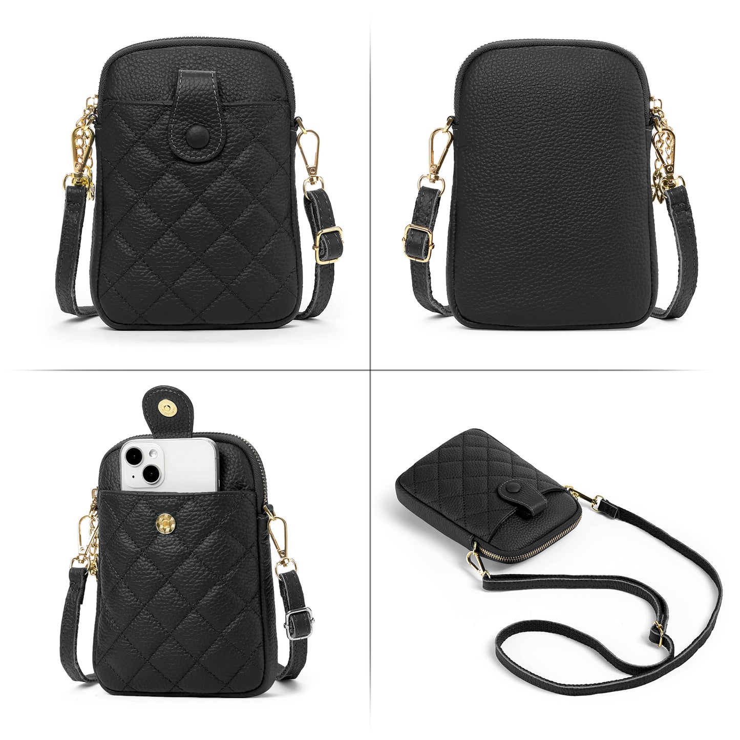 FALAN MULE Small Crossbody Bags for Women Trendy,Genuine Leather Cell Phone Bag Wallet Purses with Adjustable Strap