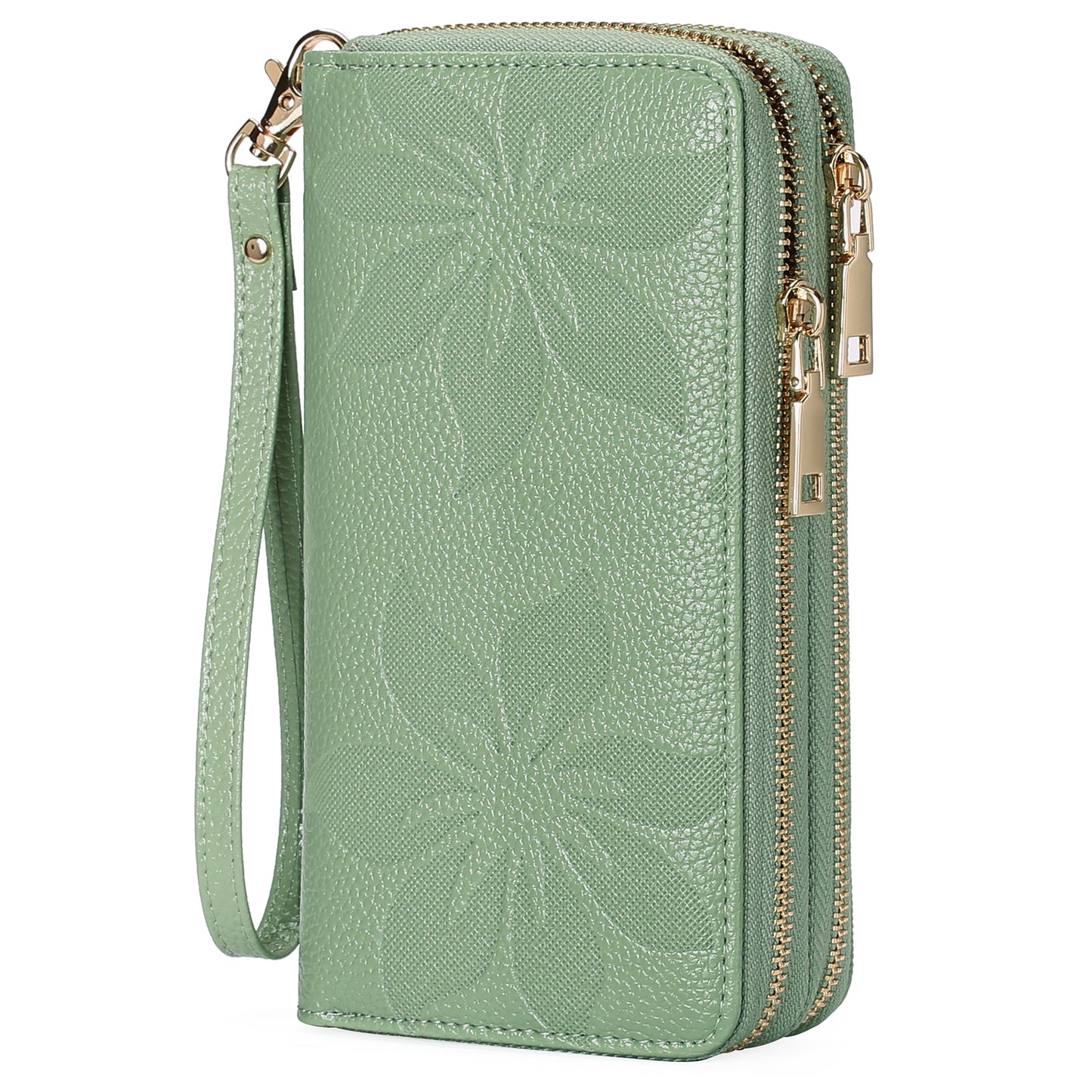 FALAN MULE Women's Wallet Large Capacity Double Zip Ladies Card Phone Holder RFID Blocking Wristlet Leather