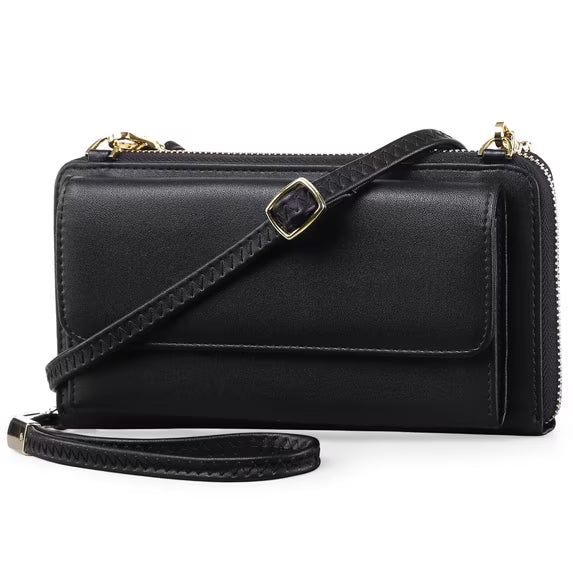 FALAN MULE Wallet for Women Phone Clutch RFID Blocking Vegan Leather Wristlet Purse Large Capacity Long Credit Card Holder with Grip Hand Strap