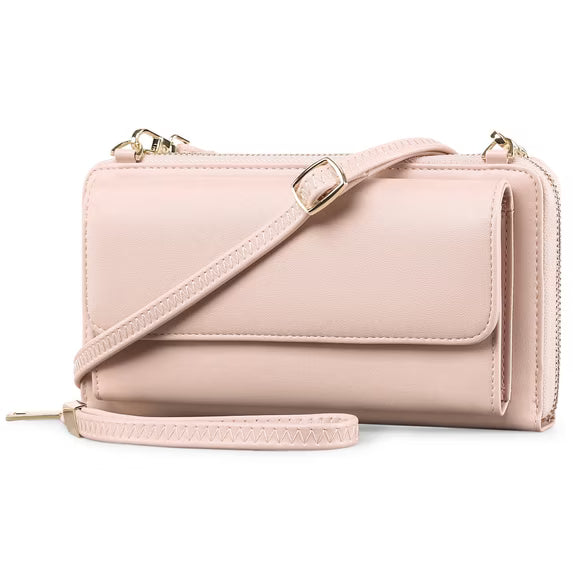 FALAN MULE Wallet for Women Phone Clutch RFID Blocking Vegan Leather Wristlet Purse Large Capacity Long Credit Card Holder with Grip Hand Strap