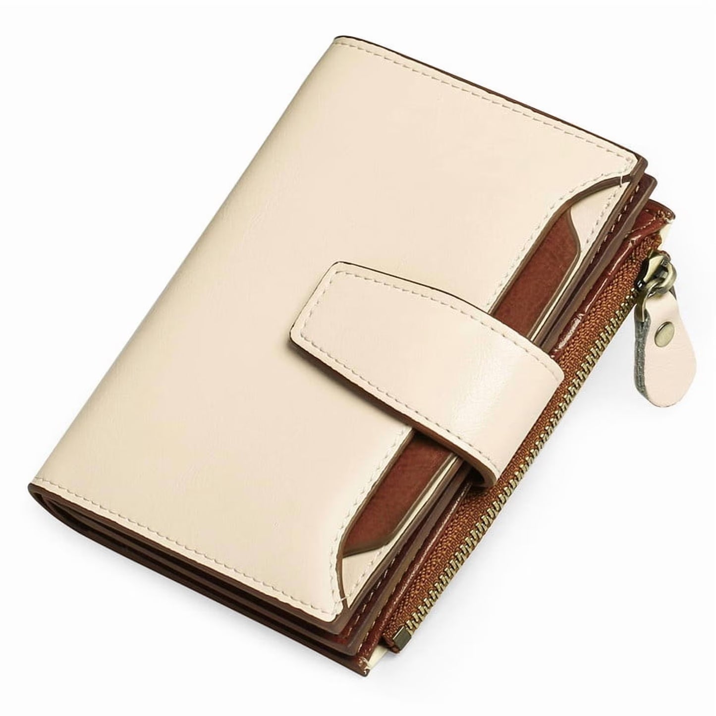 FALAN MULE Small Wallet for Women Genuine Leather Bifold Purse RFID Blocking Card Holder