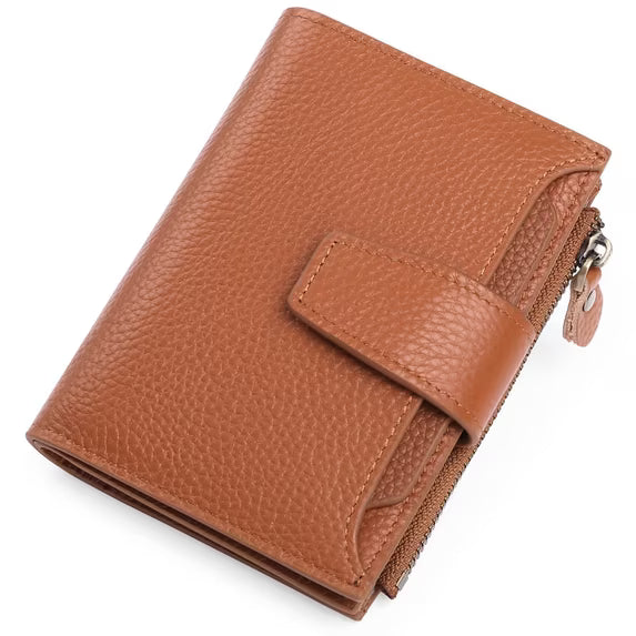 FALAN MULE Small Wallet for Women Genuine Leather Bifold Purse RFID Blocking Card Holder