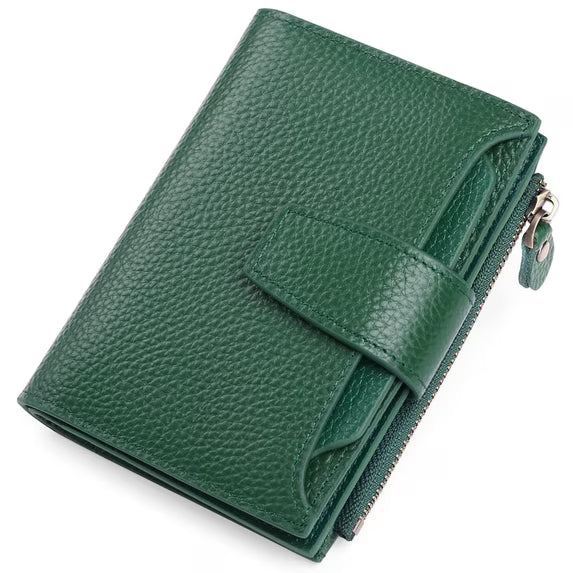 FALAN MULE Small Wallet for Women Genuine Leather Bifold Purse RFID Blocking Card Holder
