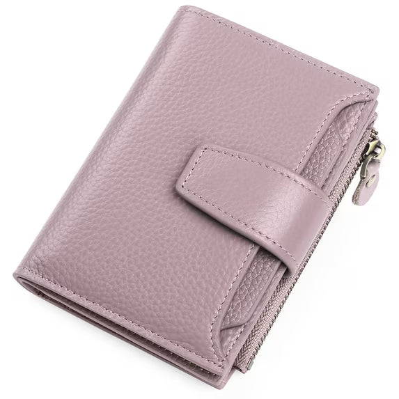 FALAN MULE Small Wallet for Women Genuine Leather Bifold Purse RFID Blocking Card Holder