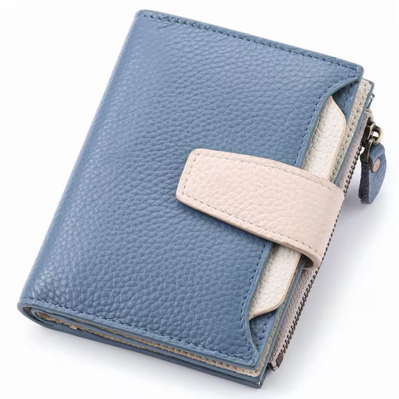 FALAN MULE Small Wallet for Women Genuine Leather Bifold Purse RFID Blocking Card Holder
