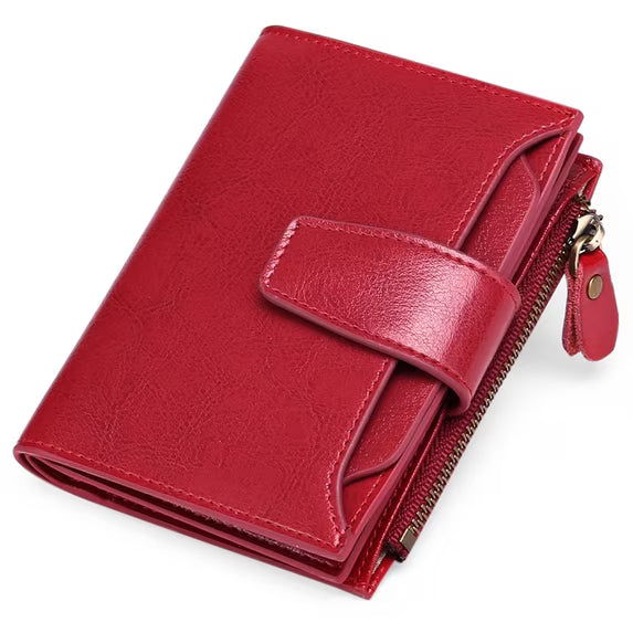 FALAN MULE Small Wallet for Women Genuine Leather Bifold Purse RFID Blocking Card Holder
