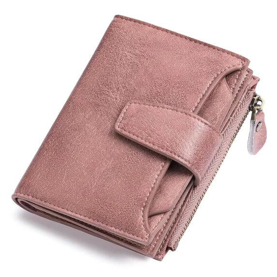 FALAN MULE Small Wallet for Women Genuine Leather Bifold Purse RFID Blocking Card Holder