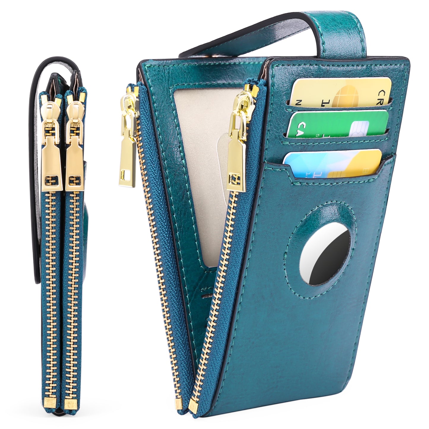 FALAN MULE Slim Wallets for Women Genuine Leahter Bifold Credit Card Holder with Built-in Integrated Case for AirTag