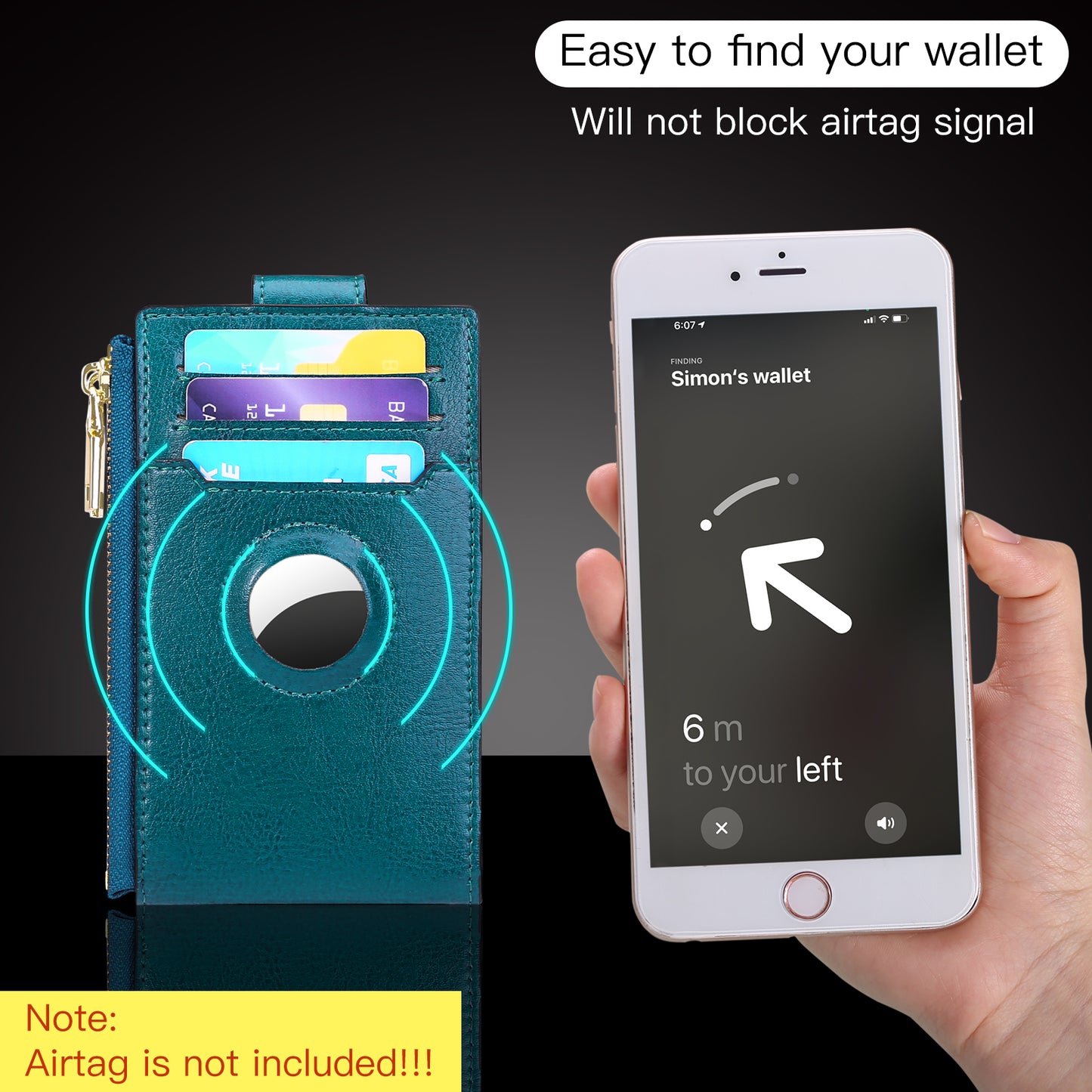 FALAN MULE Slim Wallets for Women Genuine Leahter Bifold Credit Card Holder with Built-in Integrated Case for AirTag