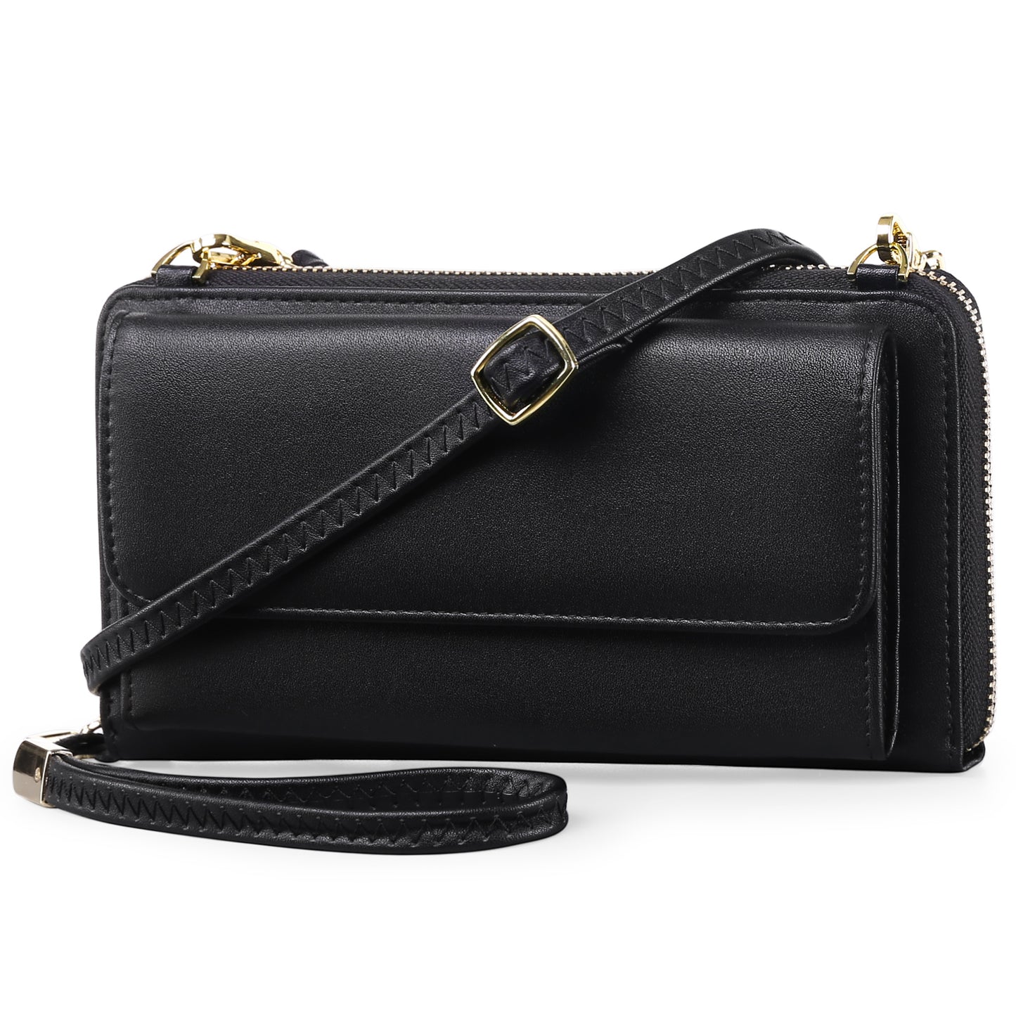 FALAN MULE Rfid Wallet Purse Wristlet Crossbody Bag for Women PU Leather Ladies Clutch with 2 Straps