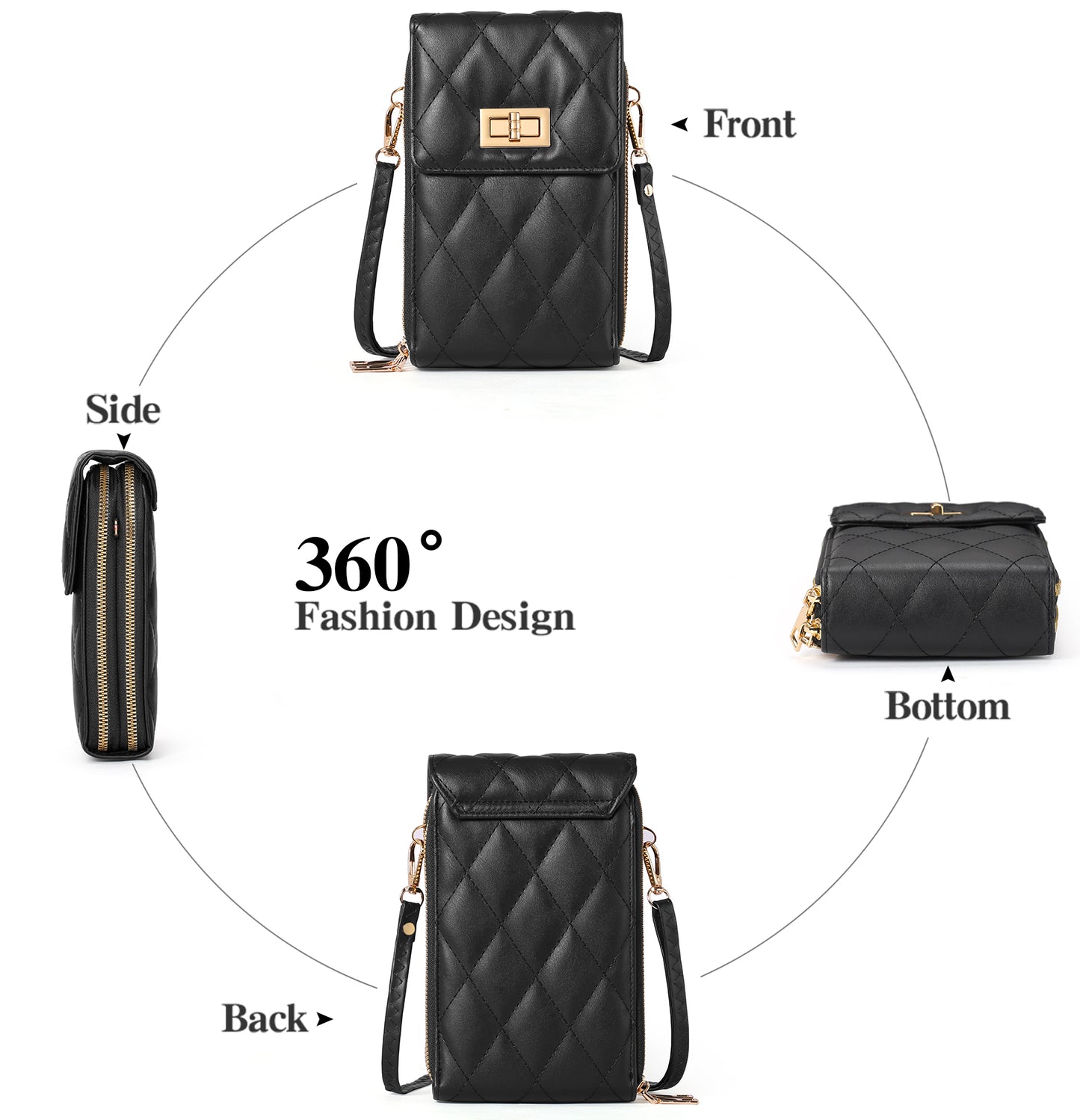 FALAN MULE Small Cell Phone Crossbody Bag Purse for Women, Lady Leather Wallet Purse