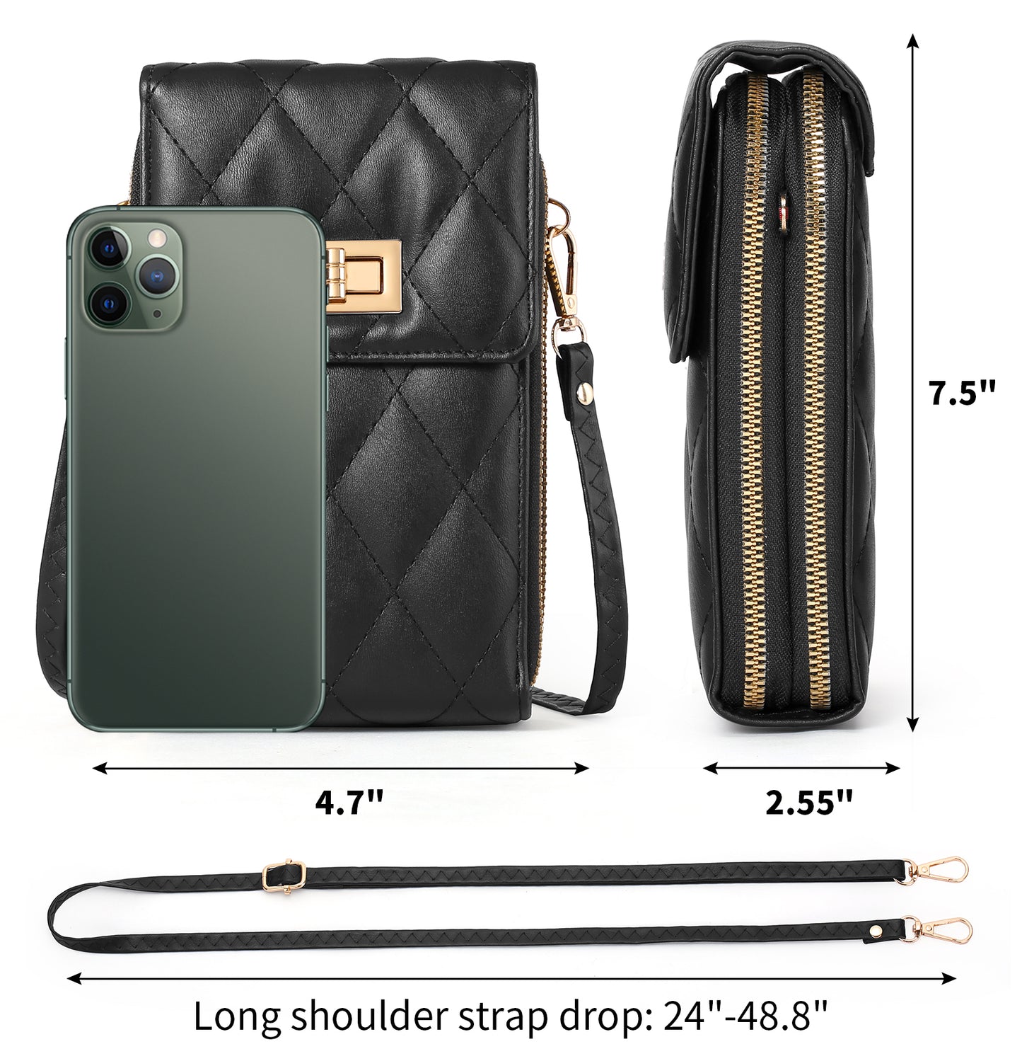 FALAN MULE Small Cell Phone Crossbody Bag Purse for Women, Lady Leather Wallet Purse