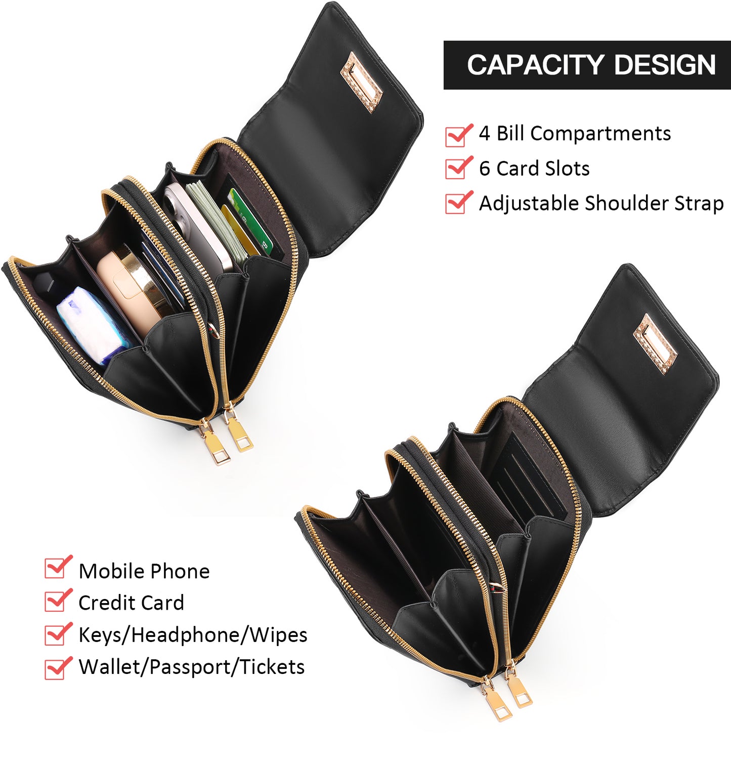 FALAN MULE Small Cell Phone Crossbody Bag Purse for Women, Lady Leather Wallet Purse