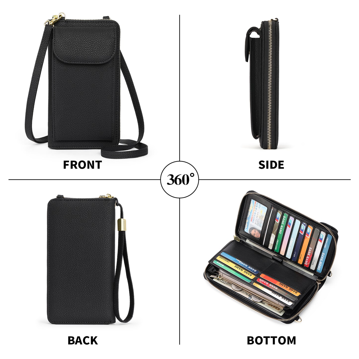 FALAN MULE Small Cell Phone Crossbody Bag Purse for Women, Lady Leather Wallet Purse