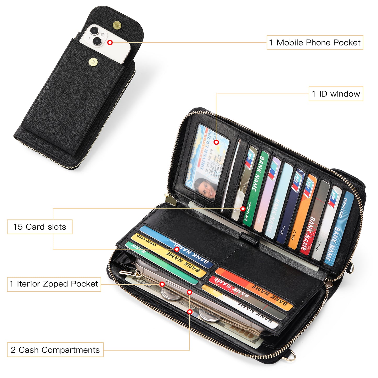 FALAN MULE Small Cell Phone Crossbody Bag Purse for Women, Lady Leather Wallet Purse