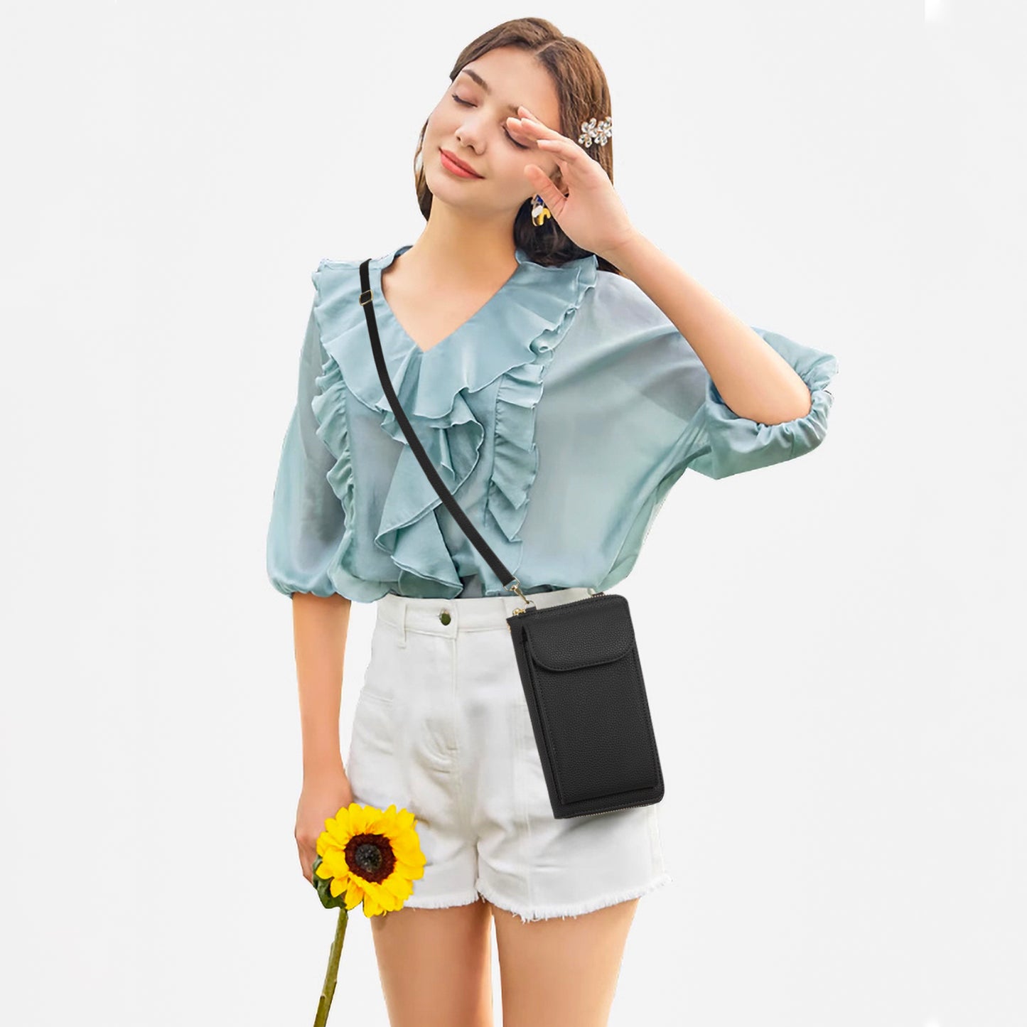 FALAN MULE Small Cell Phone Crossbody Bag Purse for Women, Lady Leather Wallet Purse