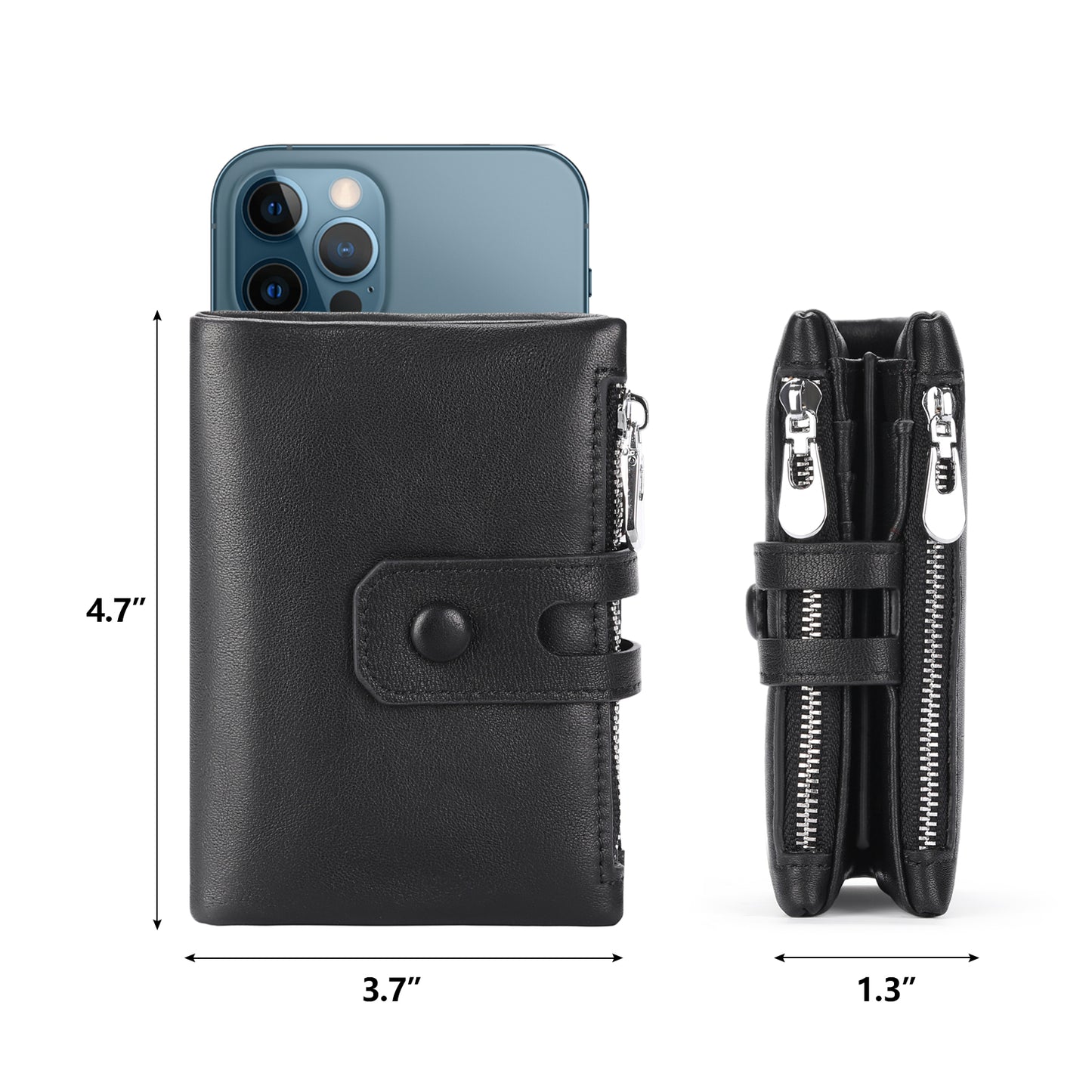 FALAN MULE Genuine Leather Wallet for Men Large Capacity Men Wallets RFID Blocking ID Window Card Case with Zip Coin Pocket