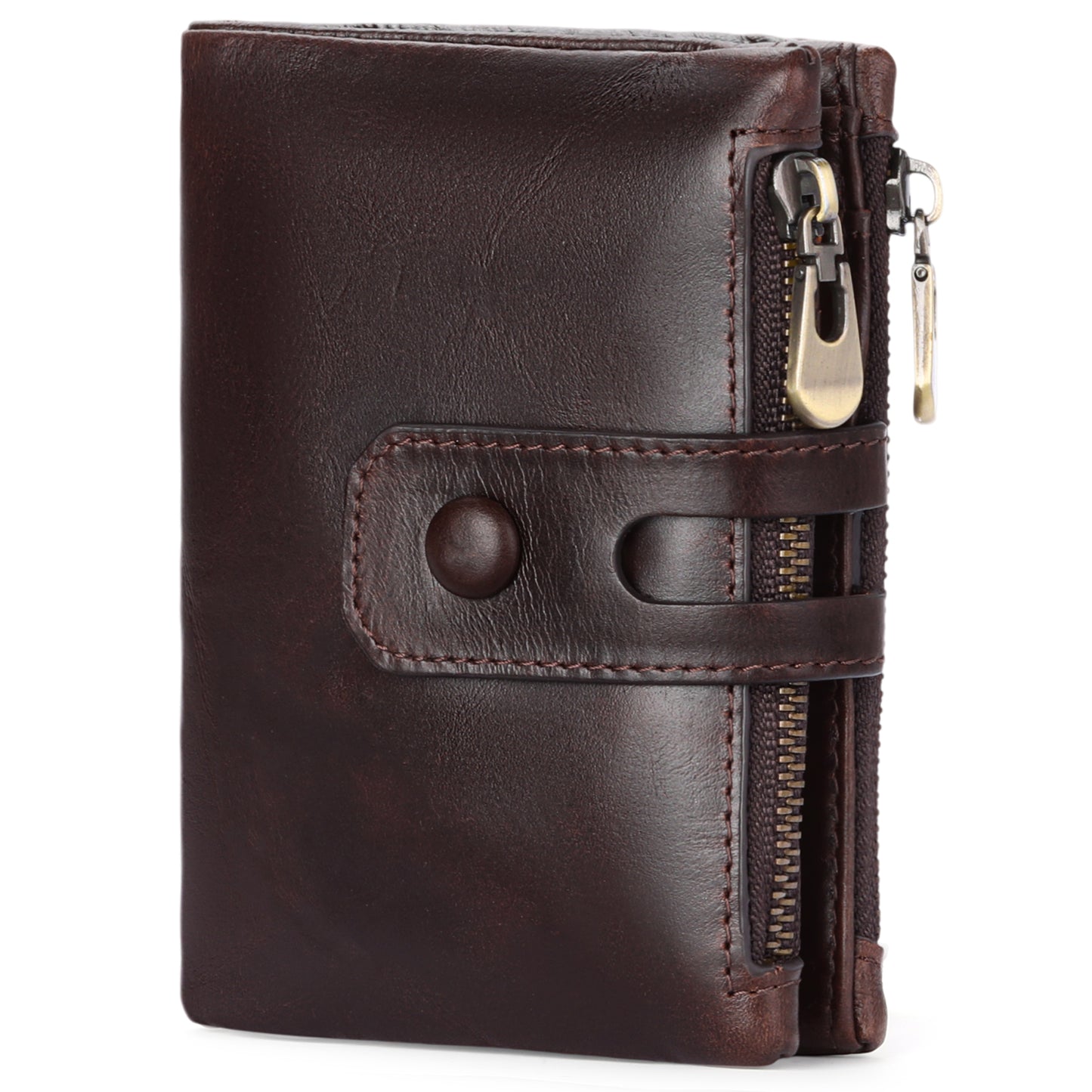 FALAN MULE Genuine Leather Wallet for Men Large Capacity Men Wallets RFID Blocking ID Window Card Case with Zip Coin Pocket