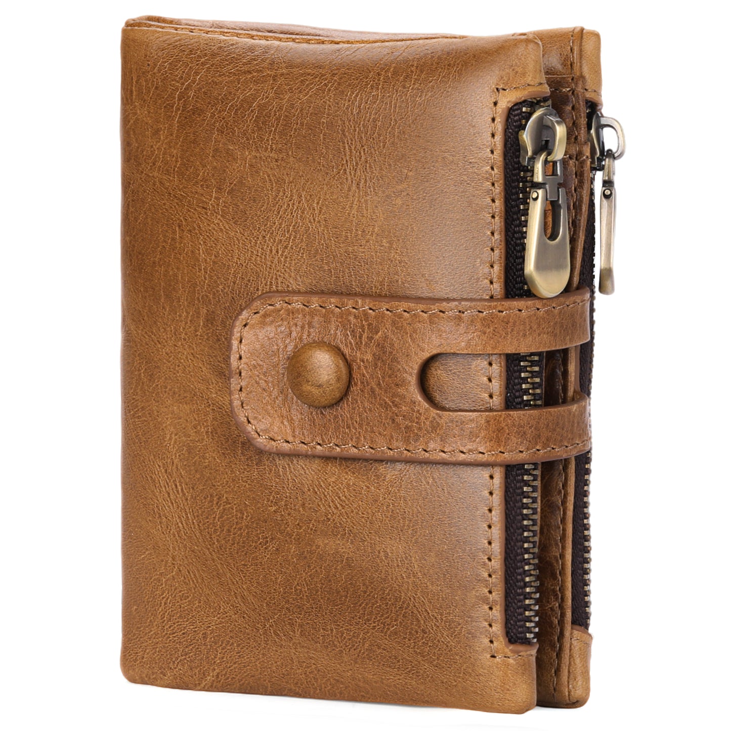 FALAN MULE Genuine Leather Wallet for Men Large Capacity Men Wallets RFID Blocking ID Window Card Case with Zip Coin Pocket