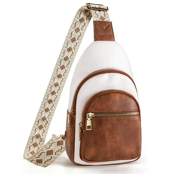 Falan Mule Sling Bag for Women Crossbody Purse Crossbody Bag Leather Chest Bag with Adjustable Guitar Strap for Travel