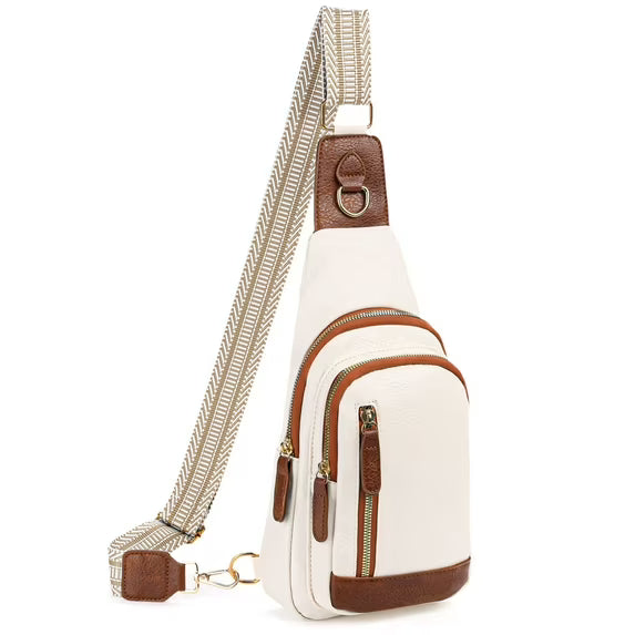 Falan Mule Sling Bag for Women Crossbody Purse Crossbody Bag Leather Chest Bag with Adjustable Guitar Strap for Travel