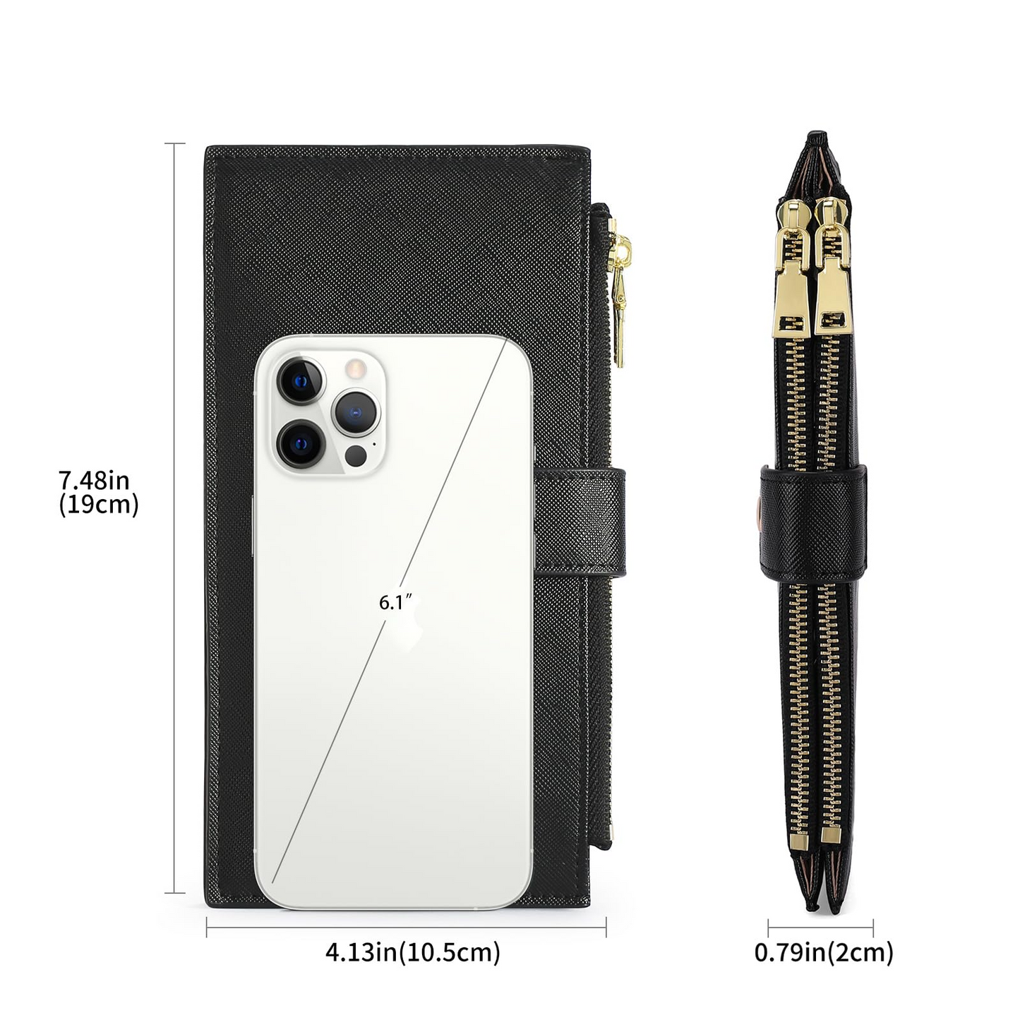 FALAN MULE Womens Walllet RFID Blocking Bifold Credit Card Holder with 2 Zipper Pockets