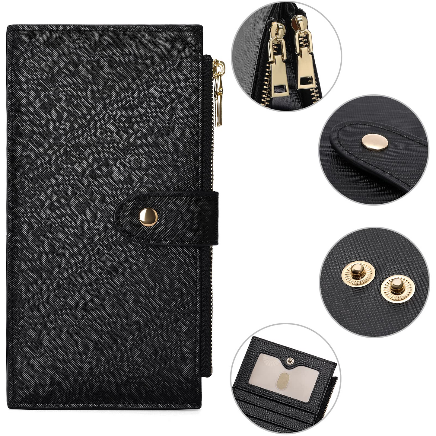 FALAN MULE Womens Walllet RFID Blocking Bifold Credit Card Holder with 2 Zipper Pockets