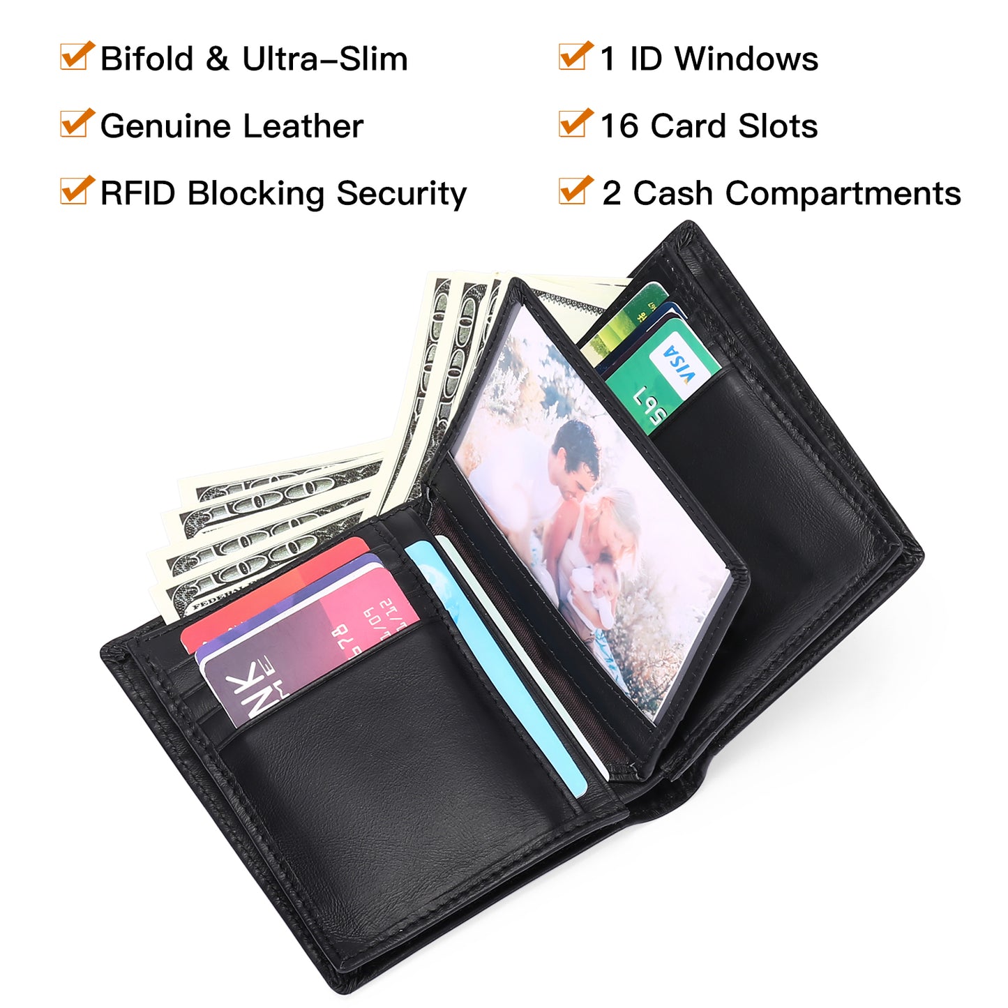 FALAN MULE Minimalist Wallets for Men Genuine Leather Bifold Wallet RFID Blocking Card Holder