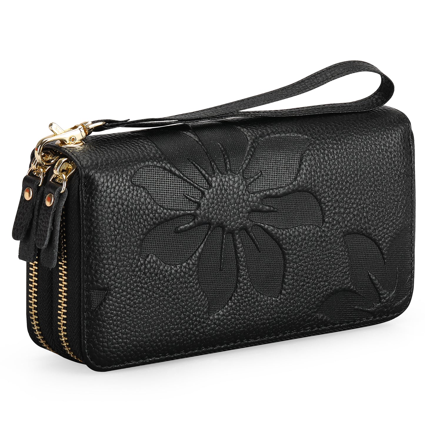 FALAN MULE Women's Wallet Large Capacity Double Zip Around Credit Card Holder Leather Ladies Wallet with RFID Blocking Phone Wristlet Purse