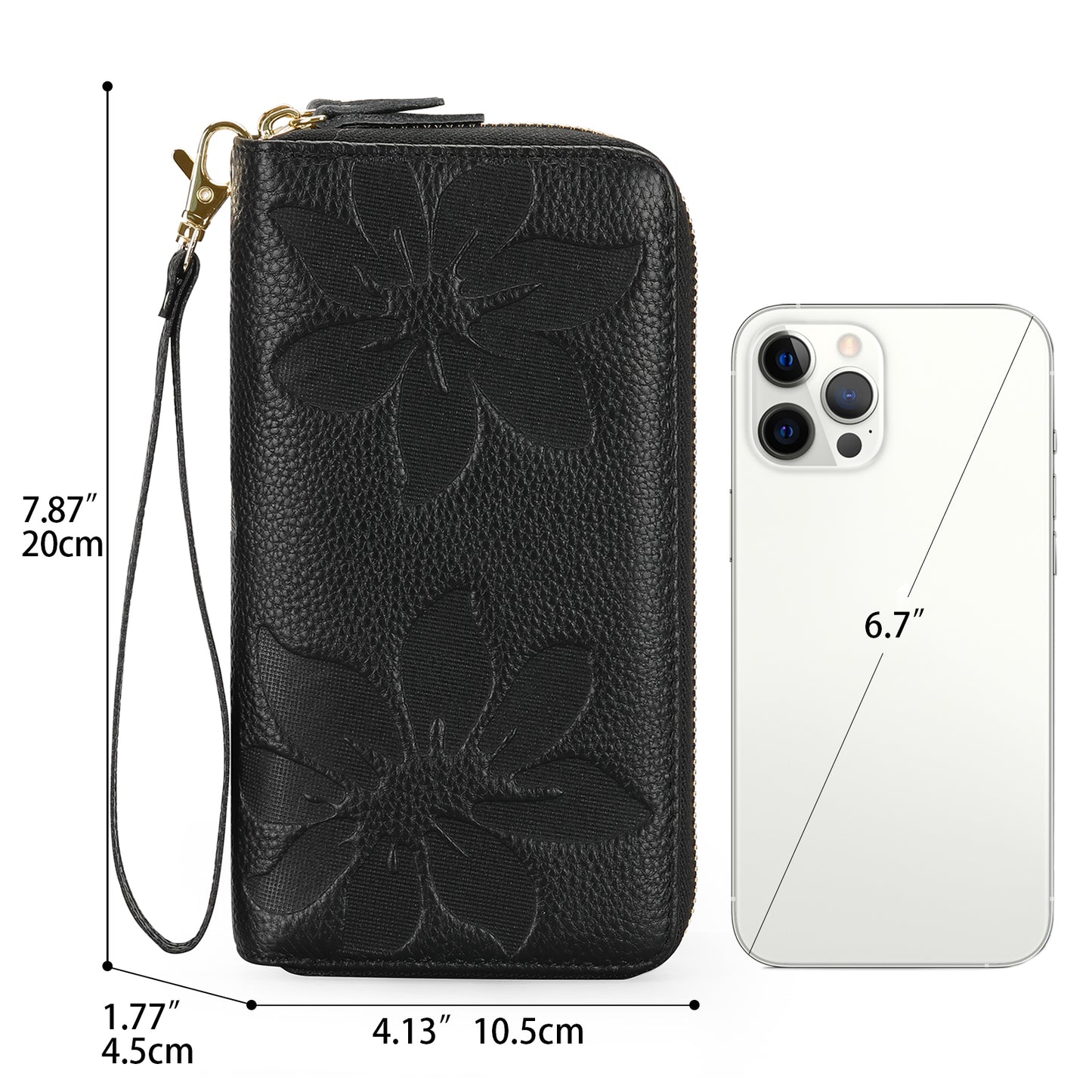 FALAN MULE Women's Wallet Large Capacity Double Zip Around Credit Card Holder Leather Ladies Wallet with RFID Blocking Phone Wristlet Purse