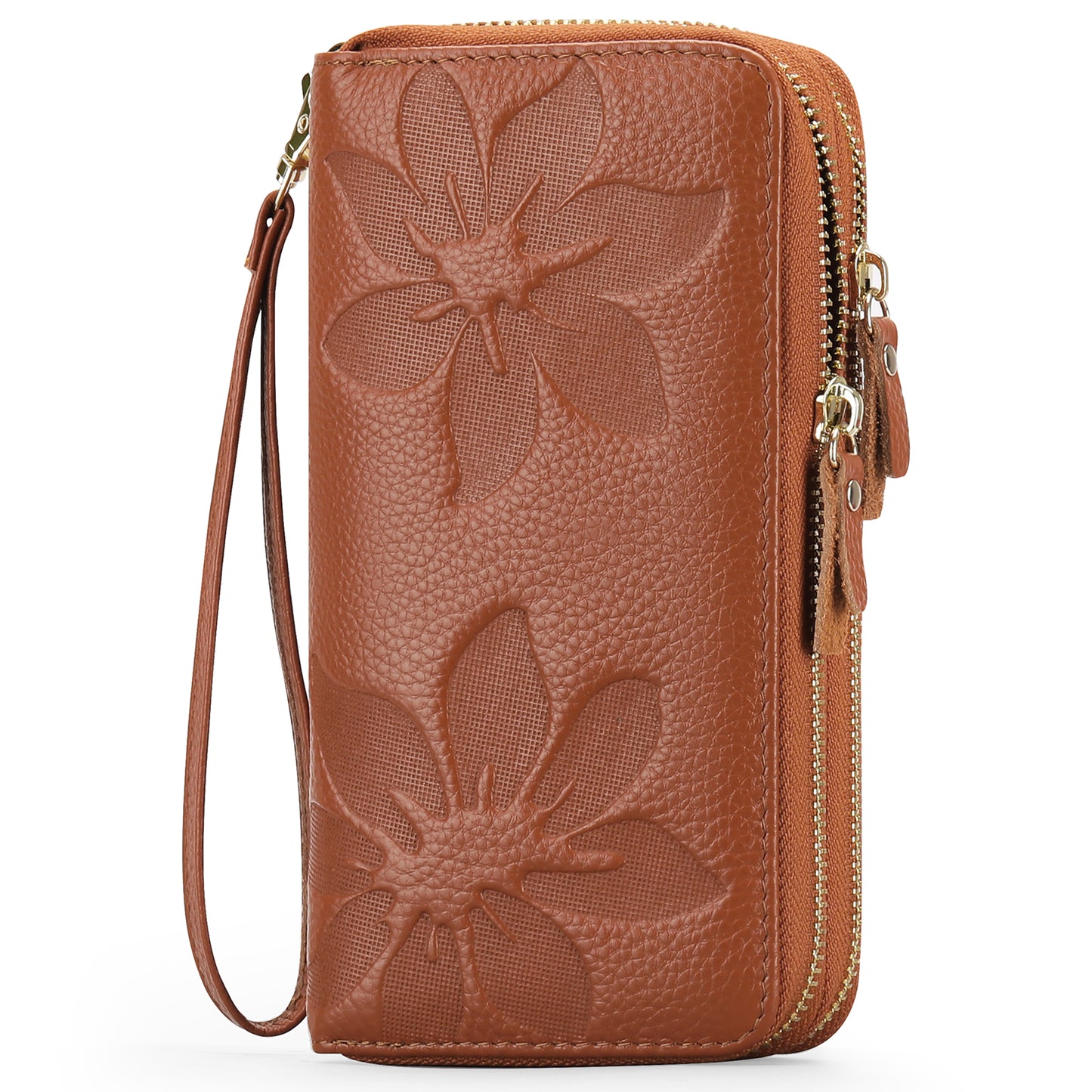 FALAN MULE Women's Wallet Large Capacity Double Zip Around Credit Card Holder Leather Ladies Wallet with RFID Blocking Phone Wristlet Purse