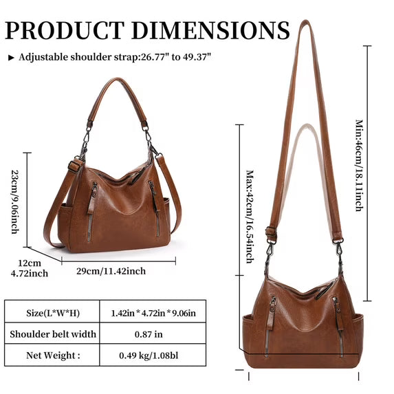 FALAN MULE Women Hobo Shoulder Bag Soft Leather Crossbody Purse with Multi Pockets Slouchy Handbag