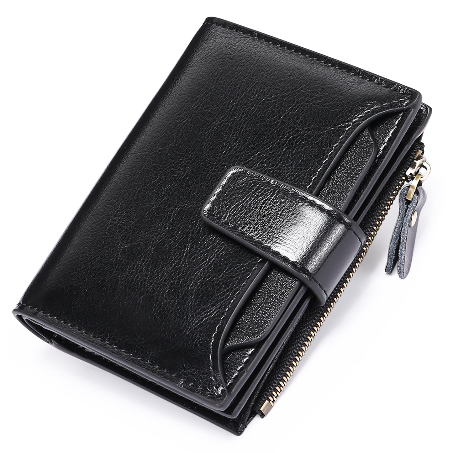 FALAN MULE Small Wallet for Women Genuine Leather Bifold Purse RFID Blocking Card Holder