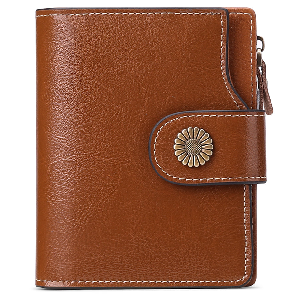 FALAN MULE Small Wallet for Women Genuine Leather Bifold card holder RFID Blocking Coin Purse