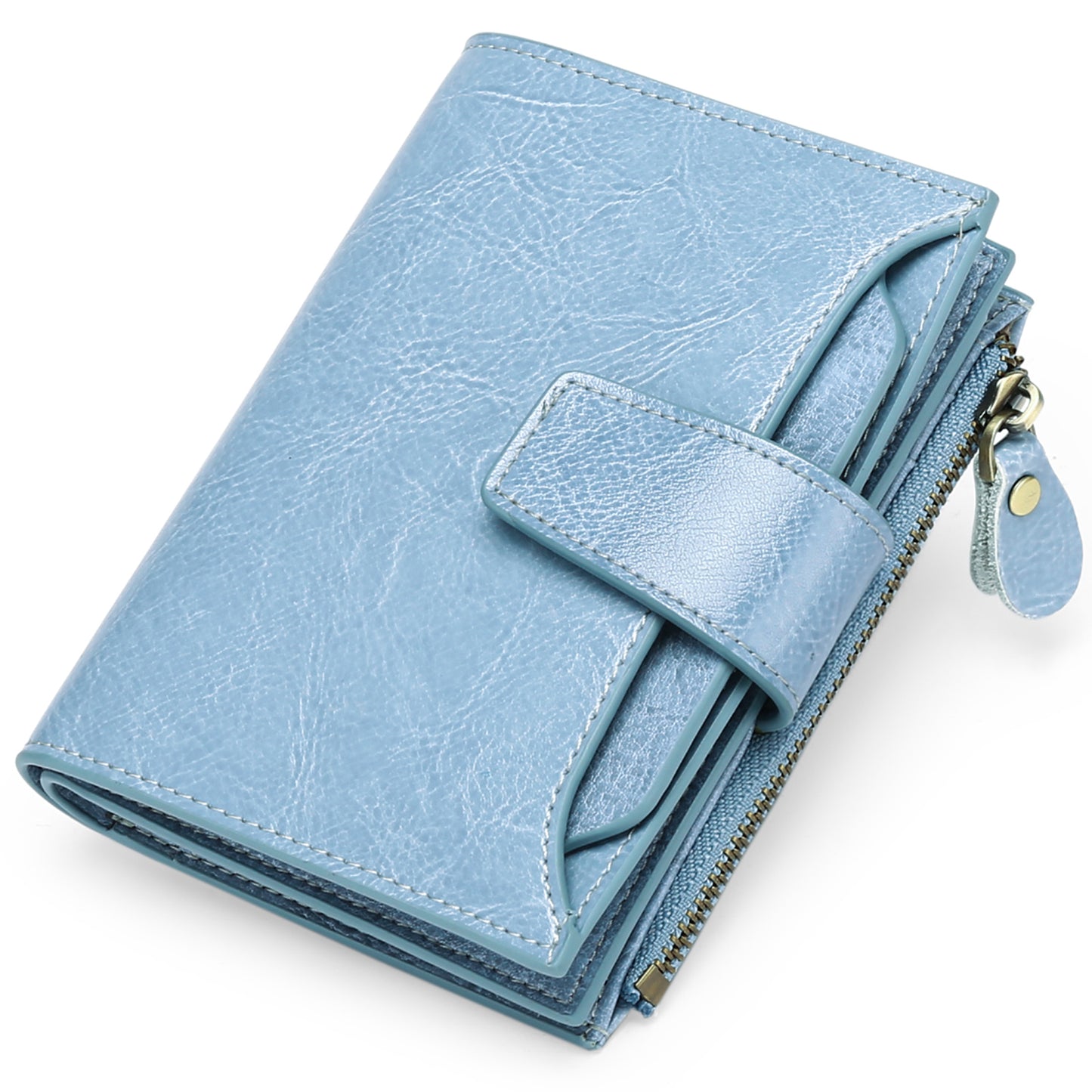 FALAN MULE Small Wallet for Women Genuine Leather Bifold Purse RFID Blocking Card Holder