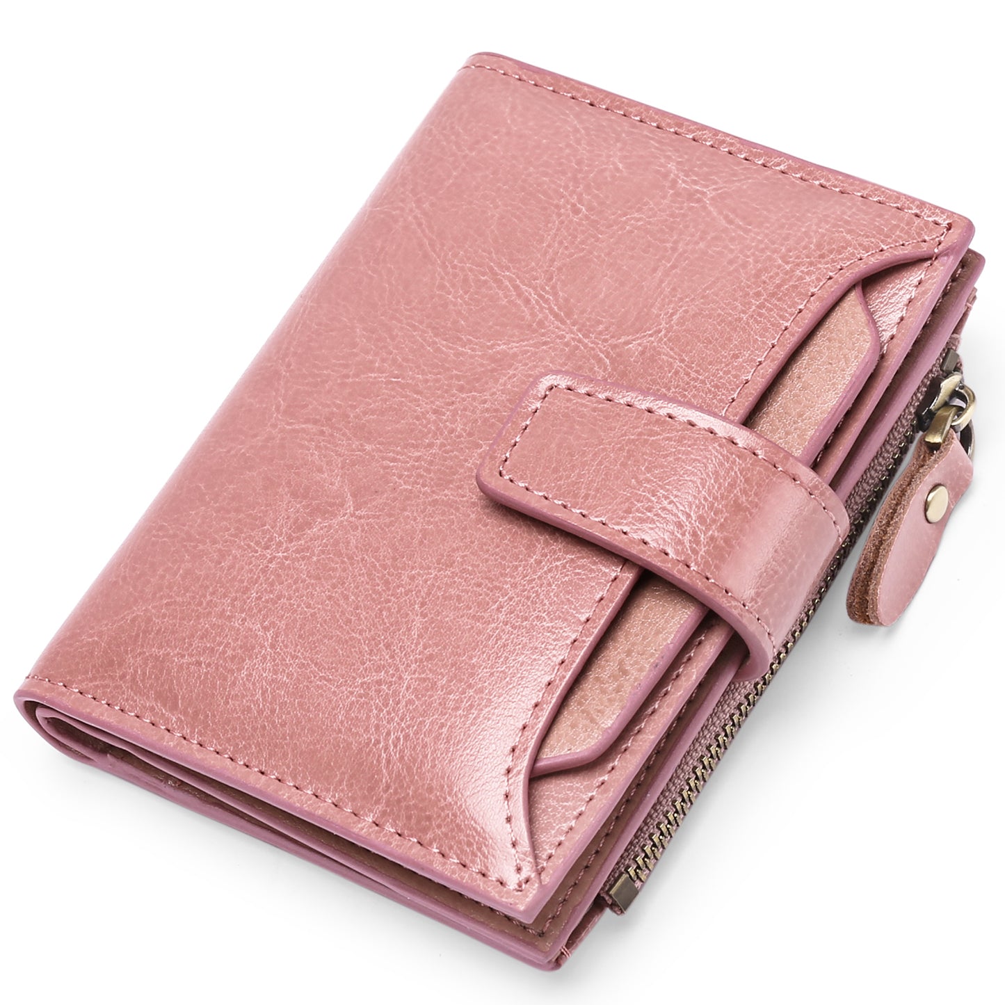FALAN MULE Small Wallet for Women Genuine Leather Bifold Purse RFID Blocking Card Holder