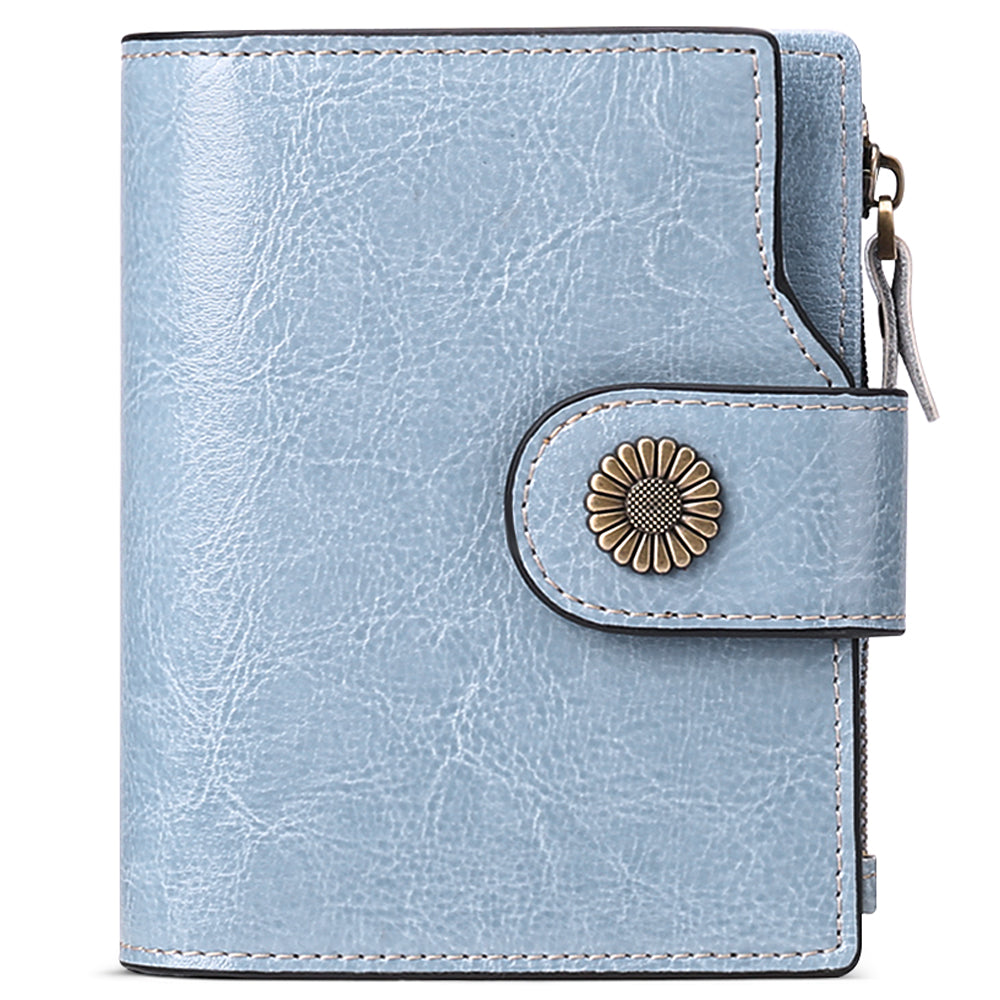 FALAN MULE Small Wallet for Women Genuine Leather Bifold card holder RFID Blocking Coin Purse