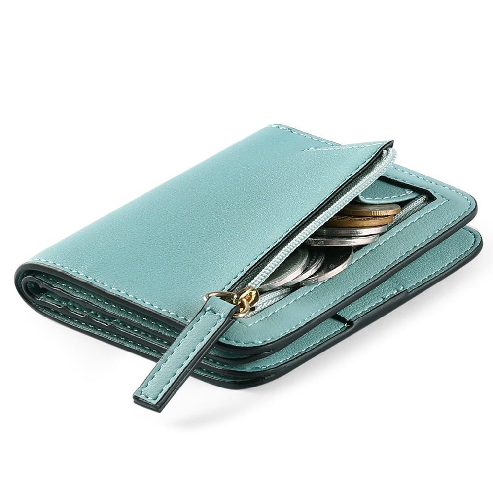 FALAN MULE Women Small Wallet Ladies Leather Bifold card holder RFID Blocking Coin Purse