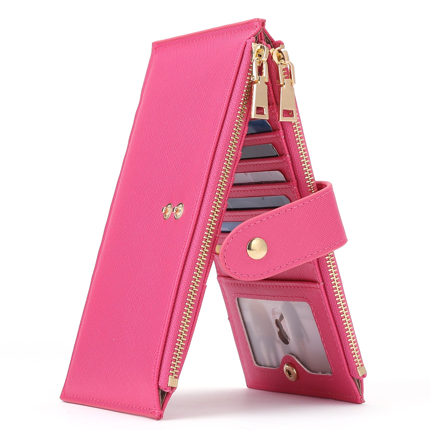 FALAN MULE Womens Walllet RFID Blocking Bifold Credit Card Holder with 2 Zipper Pockets